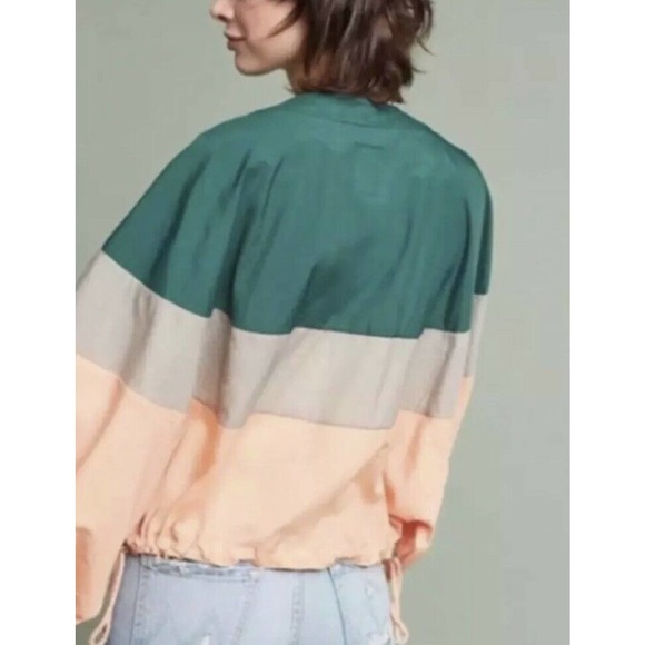 NWOT Anthropologie $88 Elevenses Colorblock Full Zip Windbreaker Jacket - M/L - Picture 2 of 5